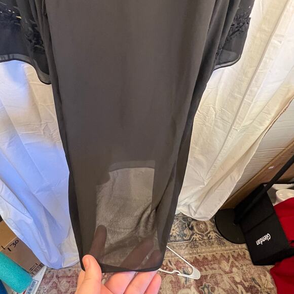 BCX Chiffon Shift Dress 3/4 Sleeve Scoop Neck Bell Sleeve Black XL - Picture 6 of 11